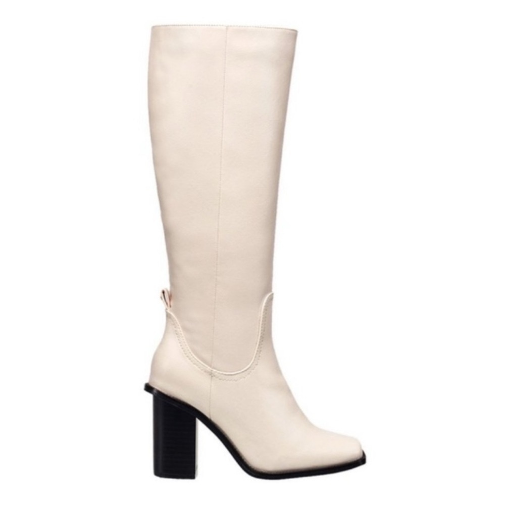 FRENCH CONNECTION Hailee Vegan Leather Riding Boot in Light Blush Cream Pink - Picture 3 of 9